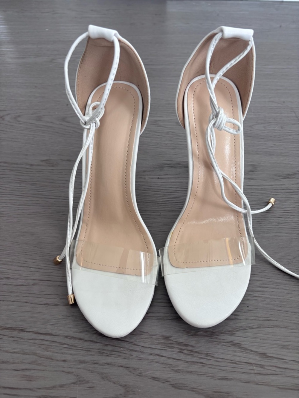 Women's White Lace-Up Open-Toe Sandals